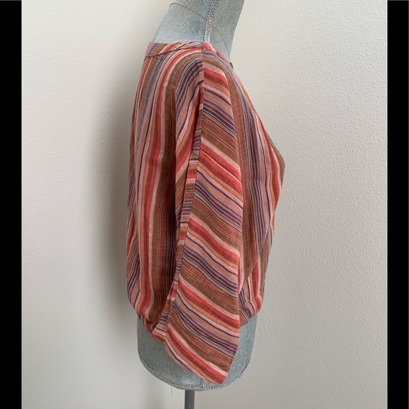 Cute Striped Cross Over Crop Shirt - Picture 2 of 6